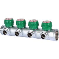 STOUT  SMB-6849-011204 STOUT Коллектор регулирующий 1", 4 отвода 1/2" плоское уплотнение